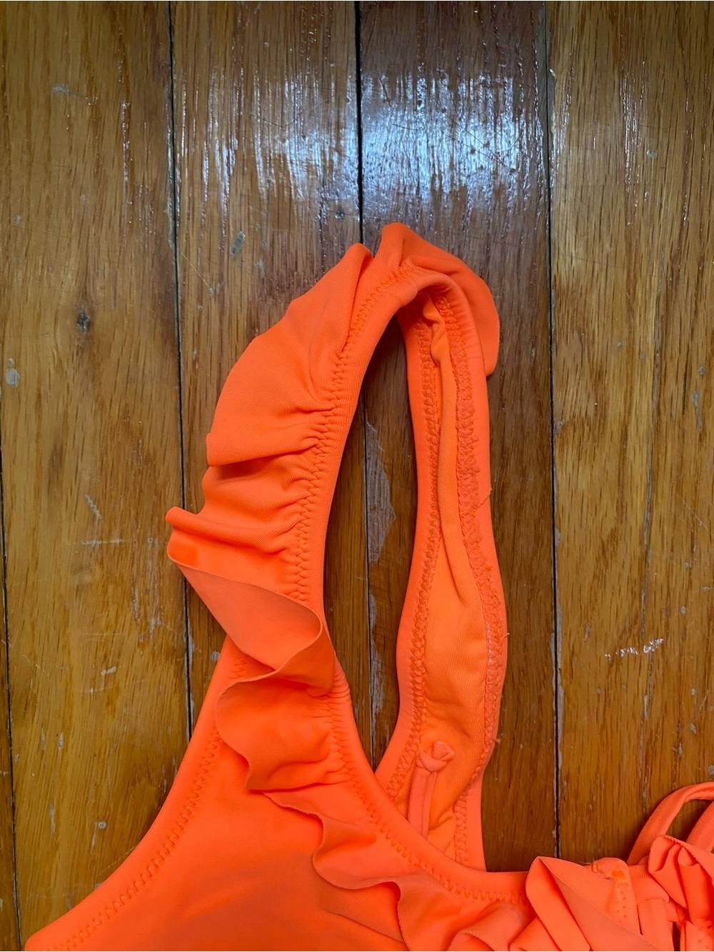 NWT Cupshe Orange Ruffle Bikini Top with Navy Floral Bottom - Picture 6 of 9